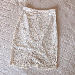 Express Cream Lace Pencil Skirt